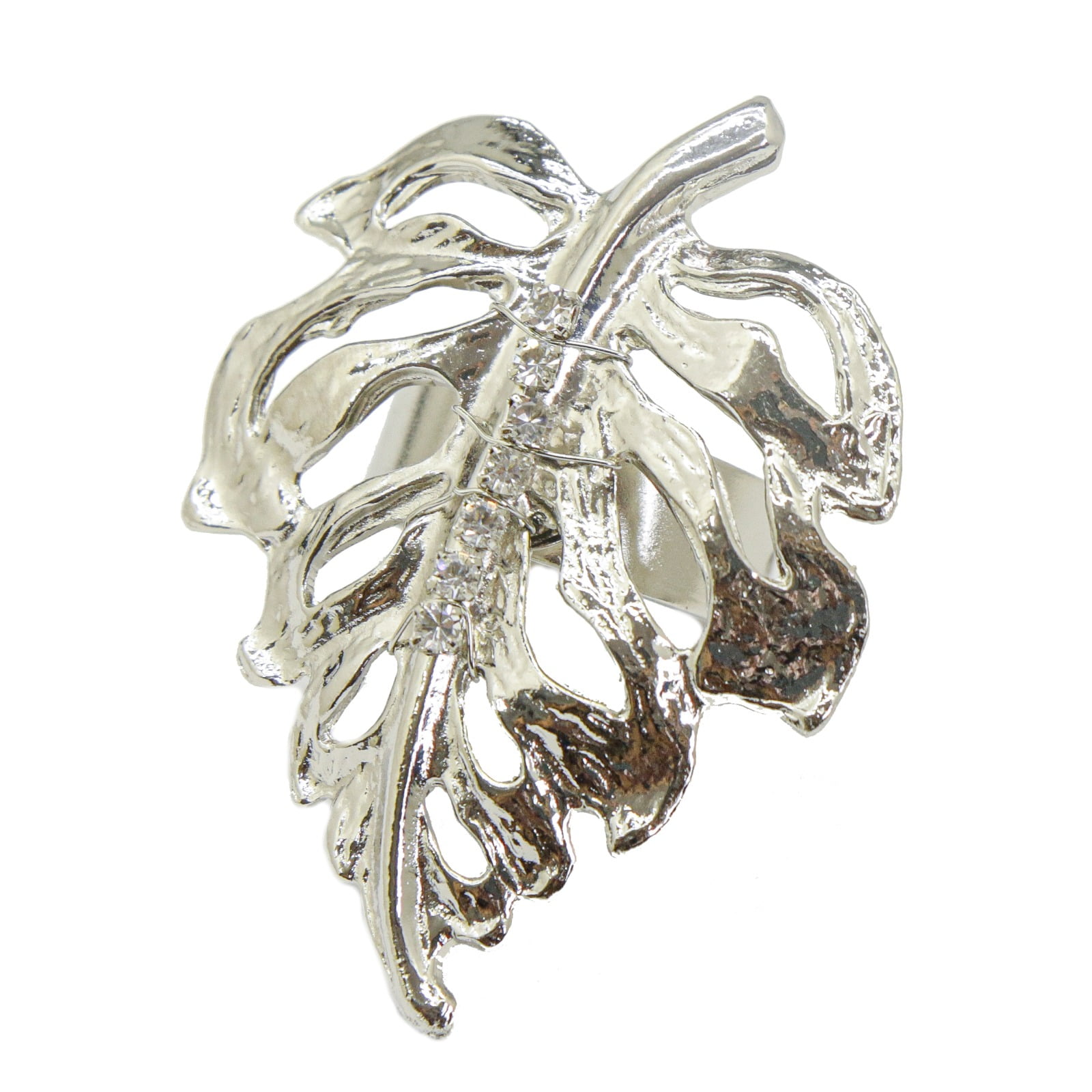 Anel de metal e strass folheado a diamante 302220000000023