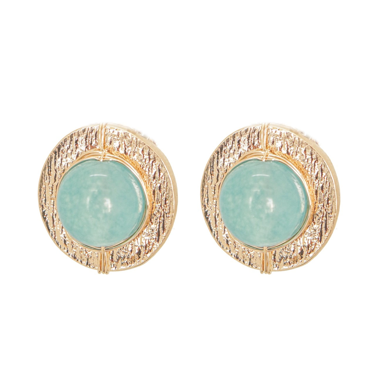 Brinco com pedra natural jade angelita folheado em ouro 18k 202170000000060