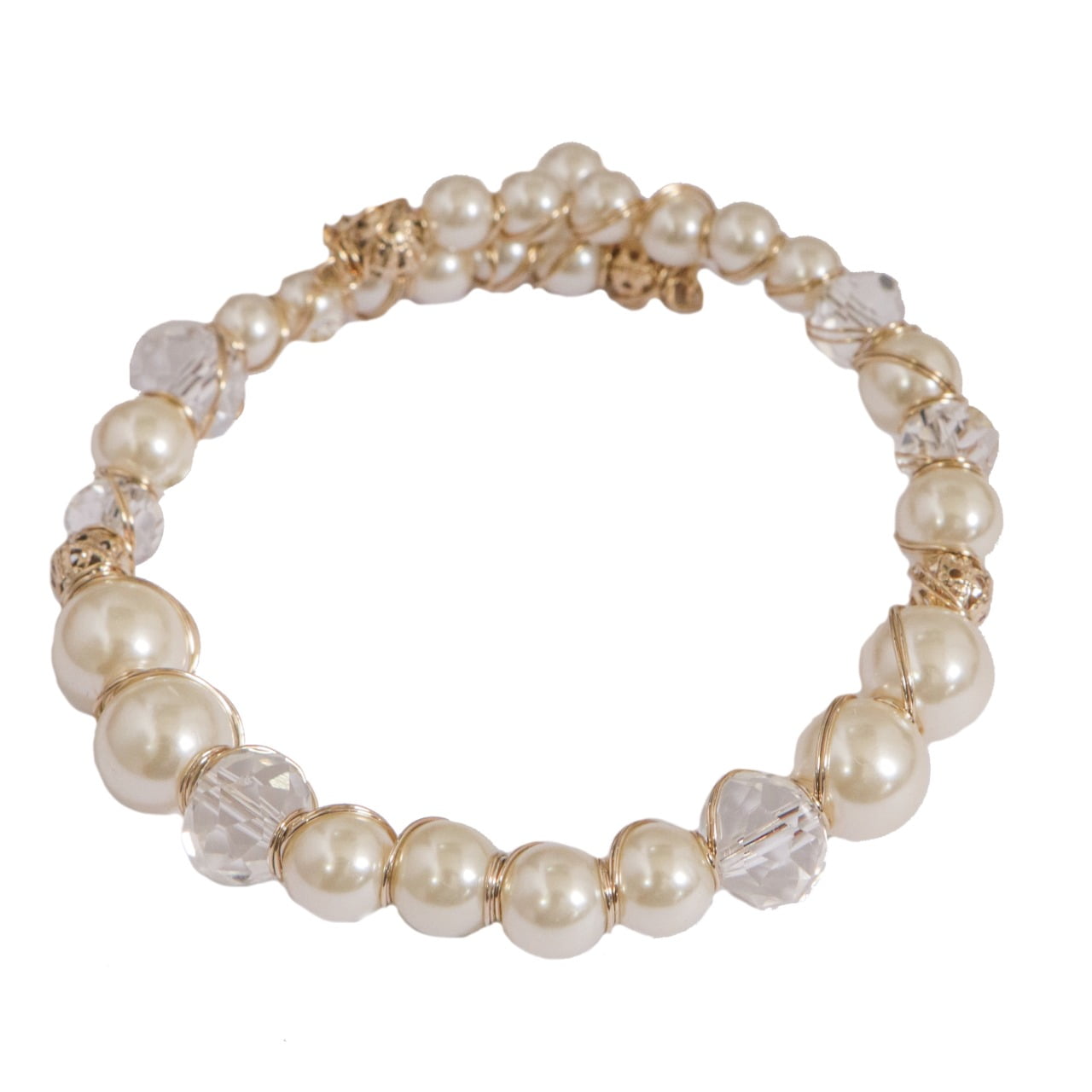 Pulseira com cristais transparentes e pérola abs, folheado em ouro 18k 402140000000002