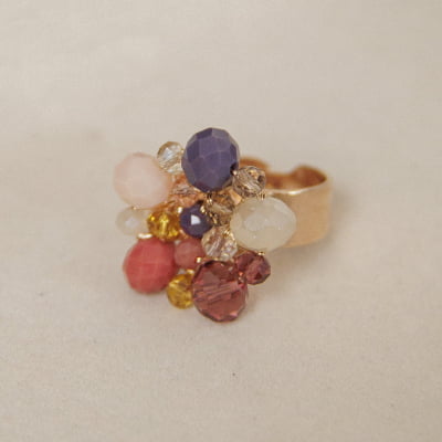 Anel com cristais folheado em ouro 18k 302120000000019