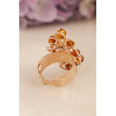 Anel com cristais marrons folheado em ouro 18k 302130000000012