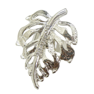 Anel de metal e strass folheado a diamante 302220000000023