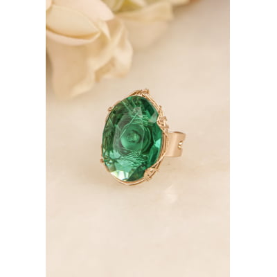 Anel com resina verde folheado em ouro 18k 