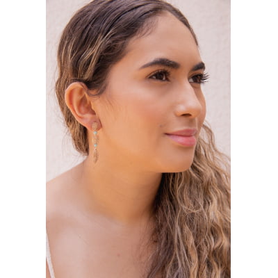 Brinco bordado a mão com cristais tom azul folheado em ouro 18k 202170000000192