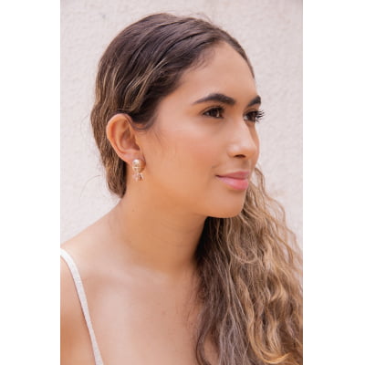 Brinco bordado a mão com cristal em tom de rosa e folheado em ouro 18k 202230000000081 Brinco bordado a mão com cristal em tom de rosa e folheado em ouro 18k 202230000000081