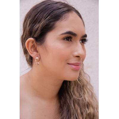 Brinco bordado a mão com cristal em tom de rosa e folheado em ouro 18k 202230000000082 Brinco bordado a mão com cristal em tom de rosa e folheado em ouro 18k 202230000000082