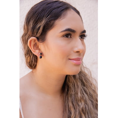 Brinco bordado com cristais preto folheado em ouro 18k 202200000000127 Brinco bordado com cristais preto folheado em ouro 18k 202200000000127