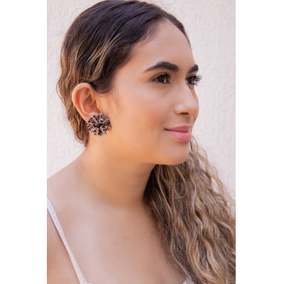 Brinco bordado com cristal e contas de vidro preto folheado em ouro 18k 202200000000123 Brinco bordado com cristal e contas de vidro preto folheado em ouro 18k 202200000000123