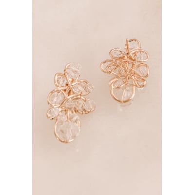 Brinco com cristais transparentes folheado em ouro 18k 202160000000004