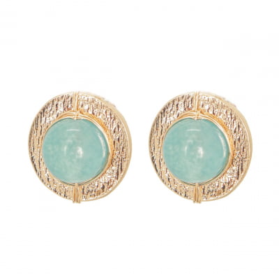 Brinco com pedra natural jade angelita folheado em ouro 18k 202170000000060