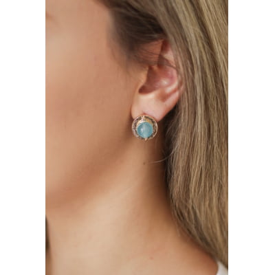 Brinco com pedra natural jade angelita folheado em ouro 18k 202170000000060