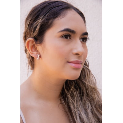 Brinco bordado a mão com Pérola ABS folheado em ouro 18k  202140000000114