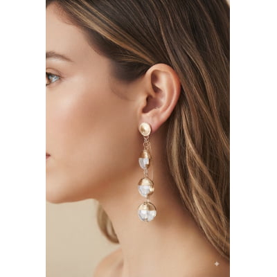 Brinco bordado com resina transparente folheado em ouro 18k 202160000000050 Brinco bordado com resina transparente folheado em ouro 18k 202160000000050