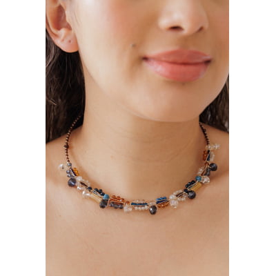 Colar bordado a mão com cristais folheado folheado em ouro 18k 502110000000107