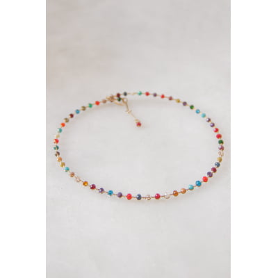 Colar bordado a mão com cristais folheado folheado em ouro 18k 502110000000108