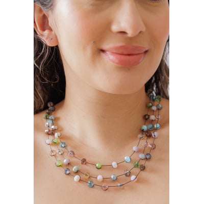 Colar bordado com cristais coloridos candy.  502110000000104