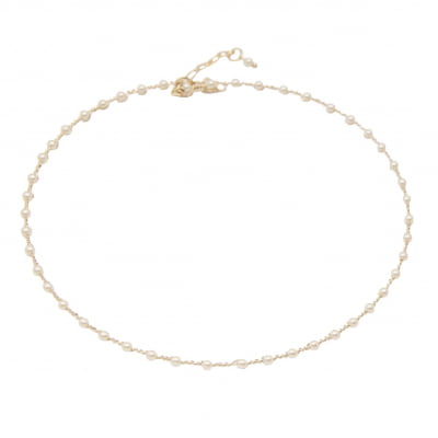 Colar com resinas perolas folheado em ouro 18k