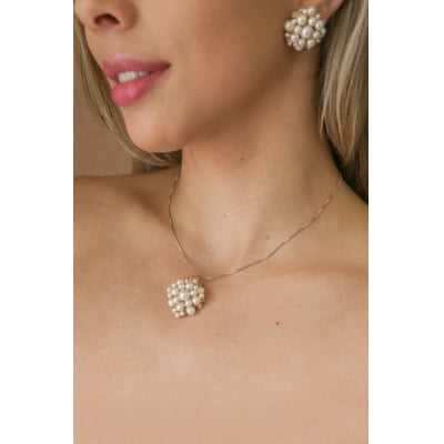 Colar curto bordado a mão com pérolas abs primeira linha folheado a ouro 18k