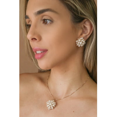 Colar curto bordado a mão com pérolas abs primeira linha folheado a ouro 18k