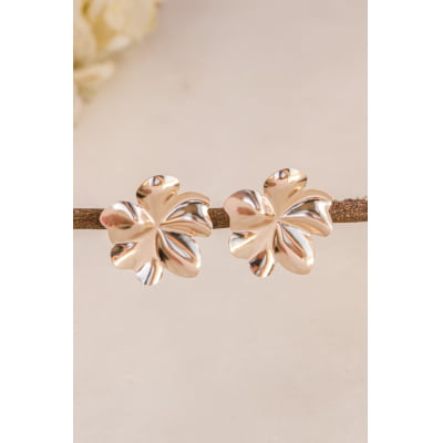 Brinco flor folheado a ouro 18k 