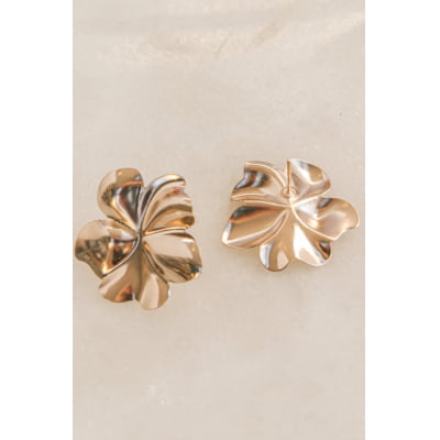 Brinco flor folheado a ouro 18k 