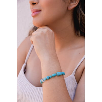 Pulseira bordada a mão com cristais azuis pedras naturais folheado em ouro 18k 402170000000019